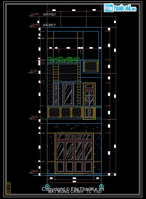 kiến trúc nhà phố 3 tầng,file cad nhà phố 3 tầng,bản vẽ nhà phố 3 tầng,Thiết kế nhà phố